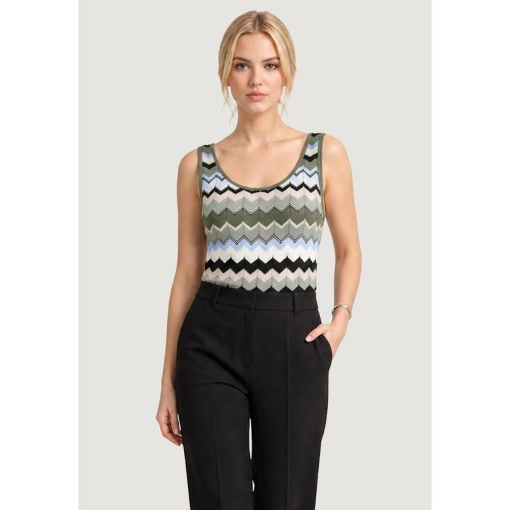 Street One Green Marabou Tank Women's Tops